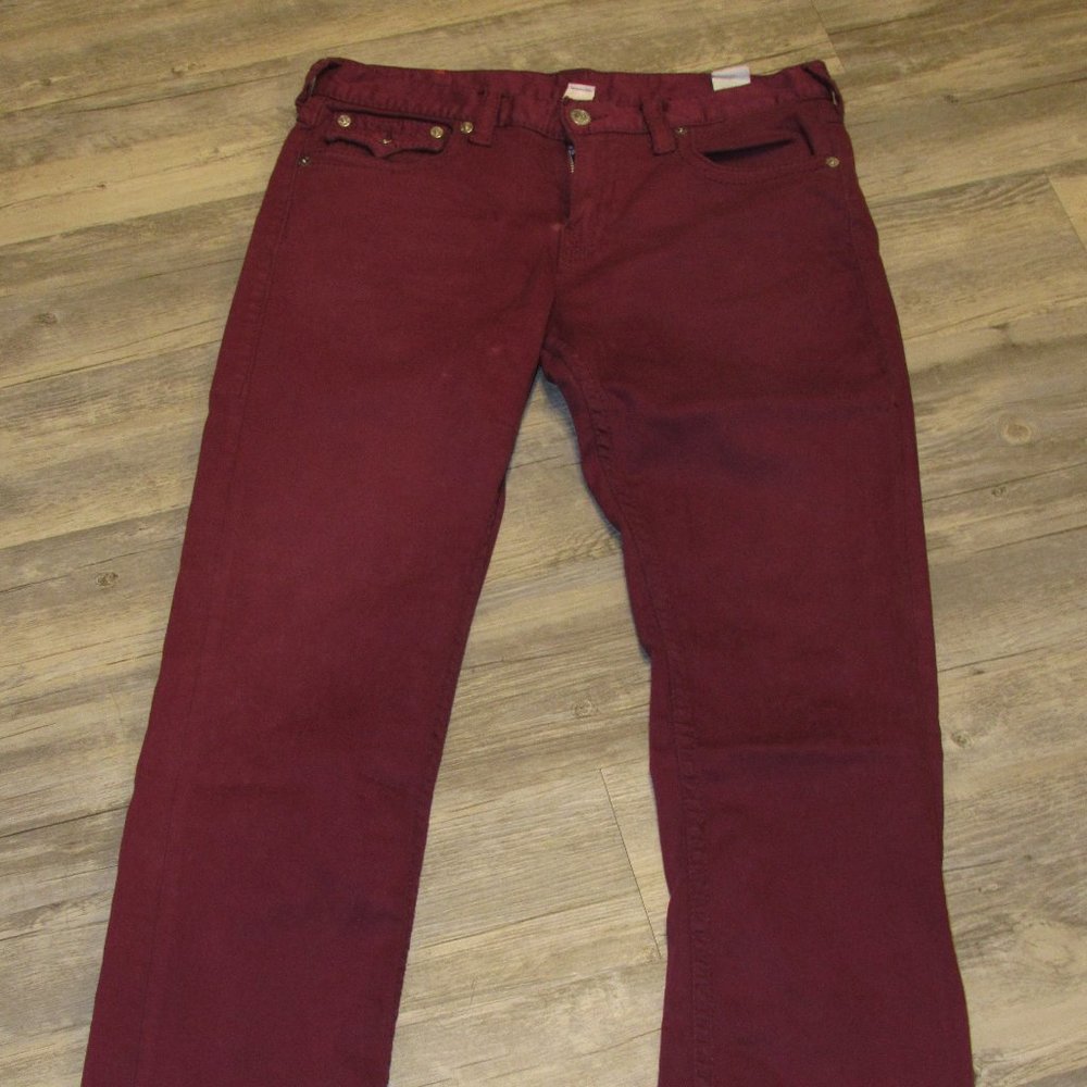 True Religion Men's Jeans Maroon Size: 34